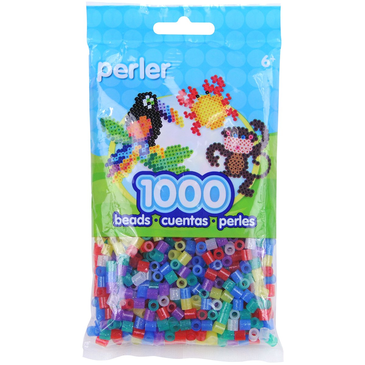 Perler Beads Fuse Beads for Crafts, 1000pcs, Multicolor Glitter, Small