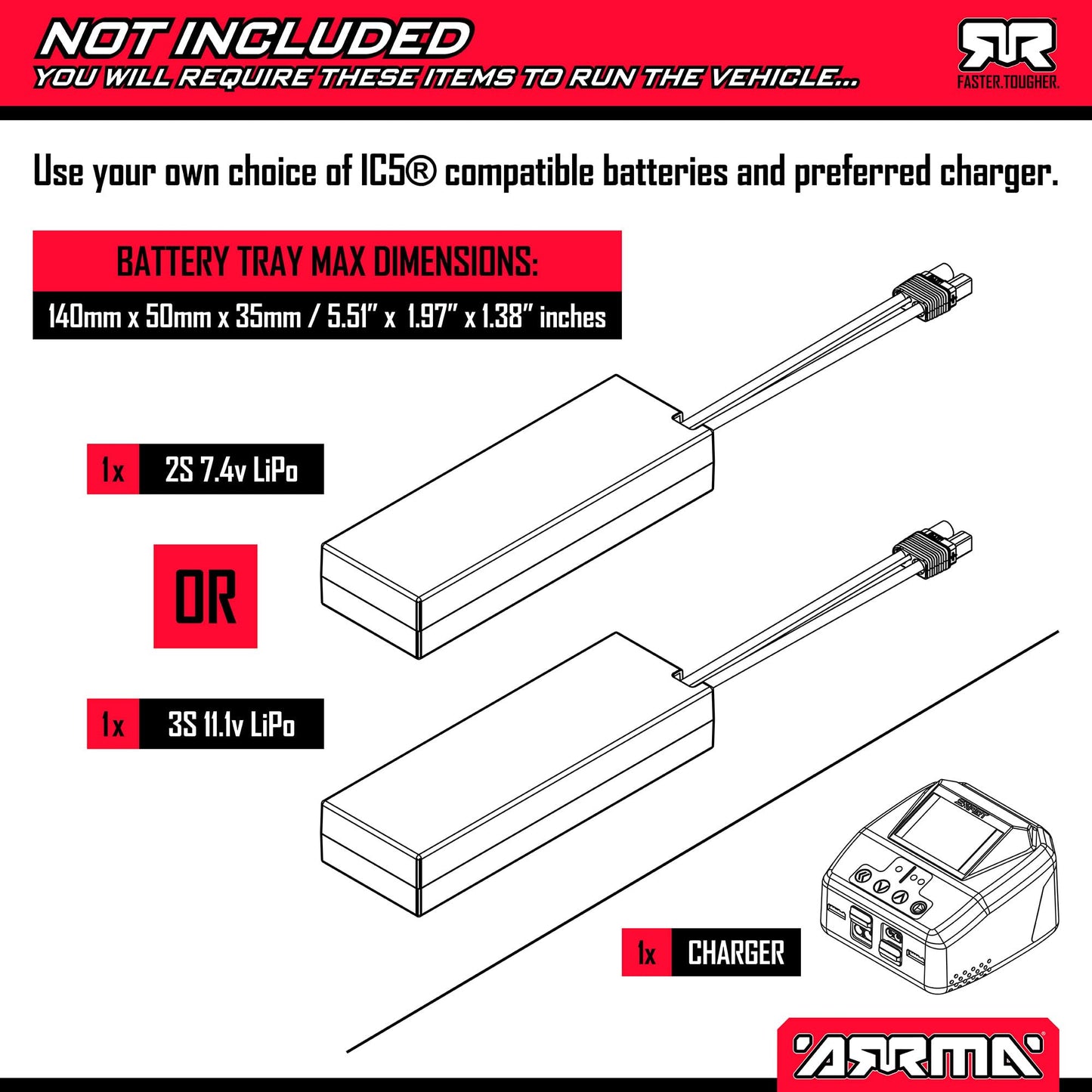 ARRMA RC Truck 1/10 Quake 223S 2WD RTR (Battery and Charger Not Included) Brushless Monster Truck, Red, ARA3537T1