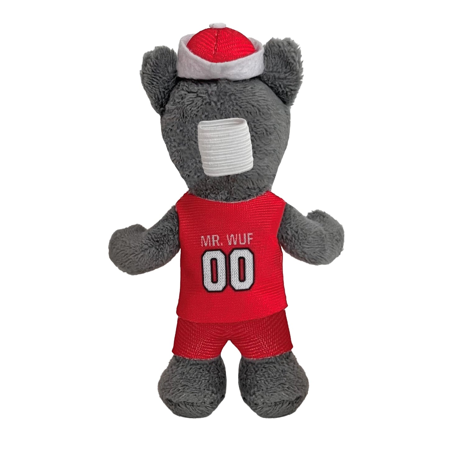 Bobbi-Toads Attachable Plushie Mr. Wuf Mascot, 4.25" Red, White, Grey, for Backpacks, Bags, Shoes, Water Bottles - Model 819