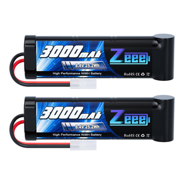 Zeee 8.4V 3000mAh NiMH Battery High Power RC Battery with Tamiya Plug for RC Car LOSI Associated HPI Tamiya Kyosho(2 Pack)