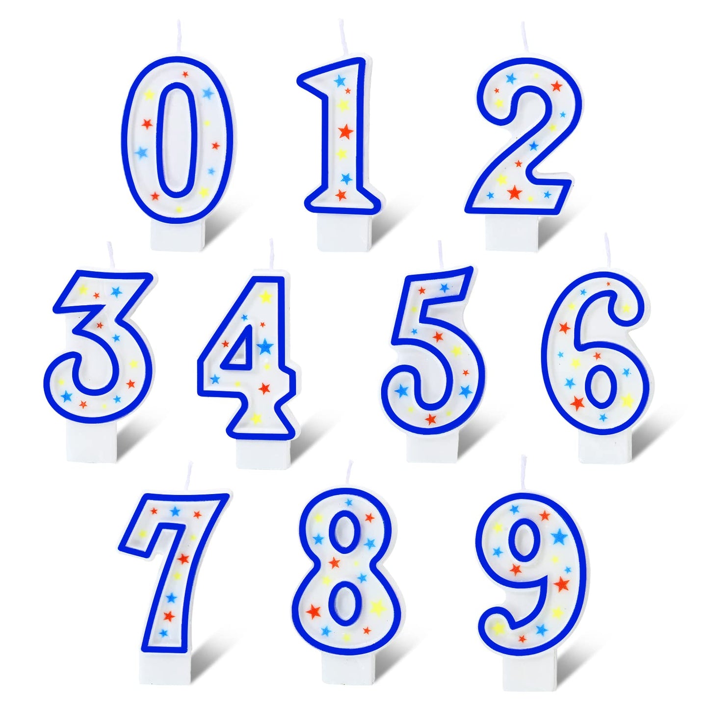 10 Pieces Birthday Number Candles Polka Dot Colorful 0-9 Cake Candles for Birthday Wedding Anniversary Reunions Theme Party Deco