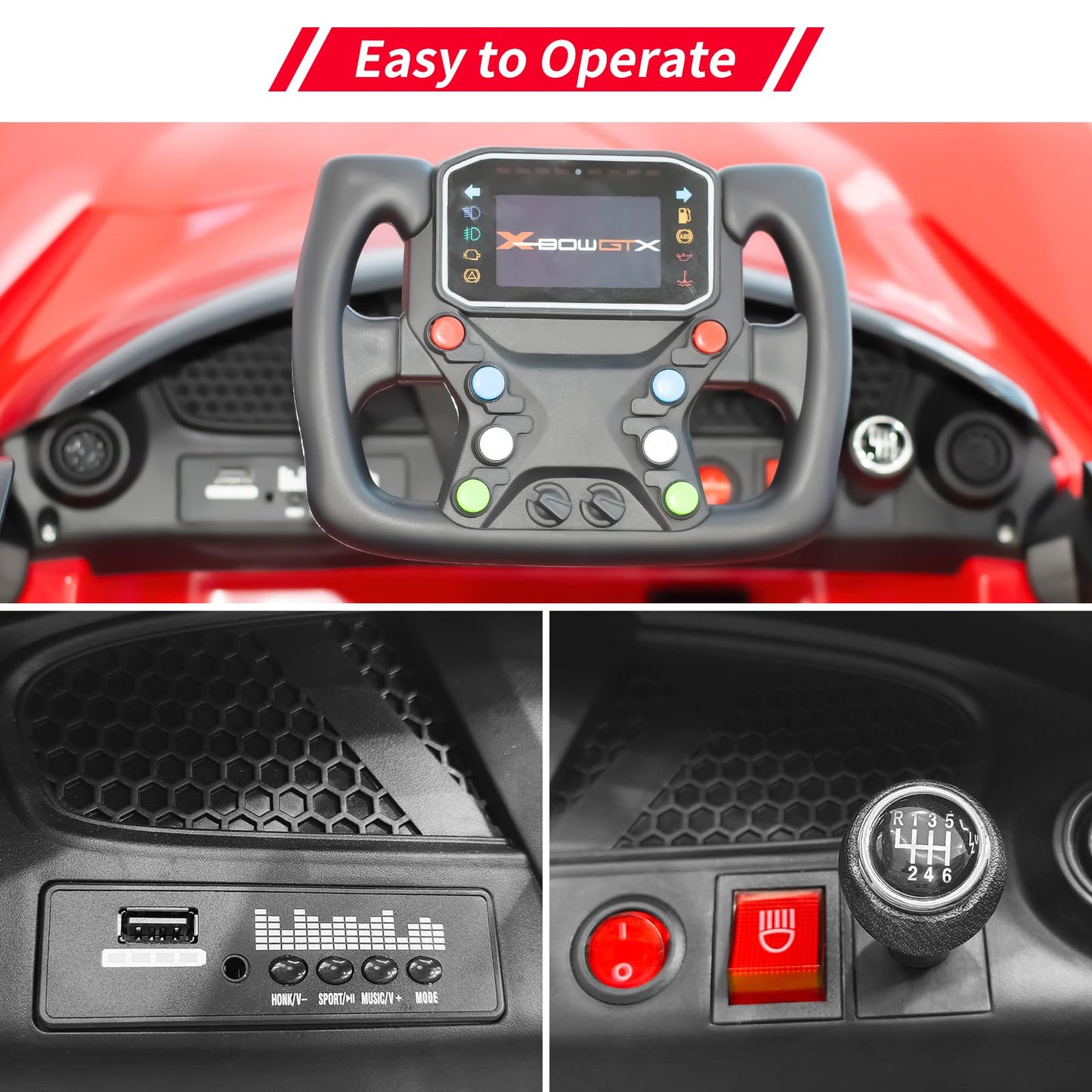 Kids Ride On Car, Licensed Ktm 12V Electric Sports Car With Remote Control, Battery Powered Sports Car, Sound System, Scissor Do
