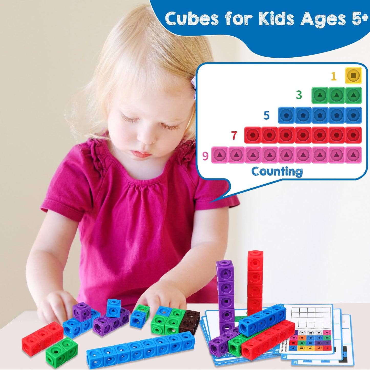 Libima 318 Pcs Math Counting Cubes Building Cubes Set with Stem Cards Linking Cubes Counting Blocks Manipulatives Math Preschool
