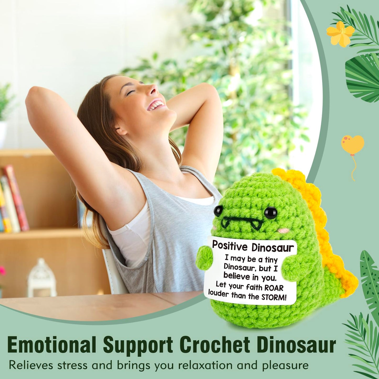 UGRASEA Positive Crochet Animals,Easter Basket Essentials Emotional Support Crochet, Handmade Crocheted Plushie,Suitable, Birthd