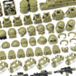 Olive Green Army Accessories Kit 325 Pcs Military  Pack Gear E.O.D Suit NVD Helmet Shipping Container protective coveringy Building Block Toy for Soldiers Compatible with Major Brands