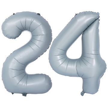 40 In Matte Gray Number Balloons Helium Foil Mylar Balloon Birthday Party Banquet Decoration 24