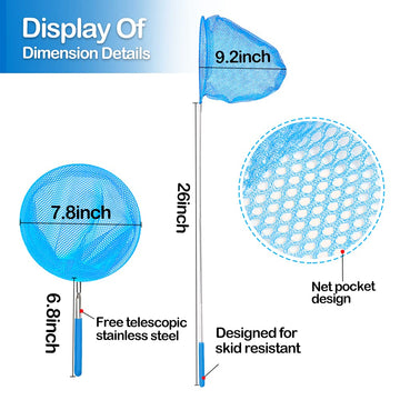 Skrtuan Kids Telescopic Butterfly Fishing Nets Great For Catching Insect Net Perfect Outdoor Tools For Catching Bugs Fish Insect Ladybird, Extendable 34 Inches And Anti Slip Grip (6 Pack)