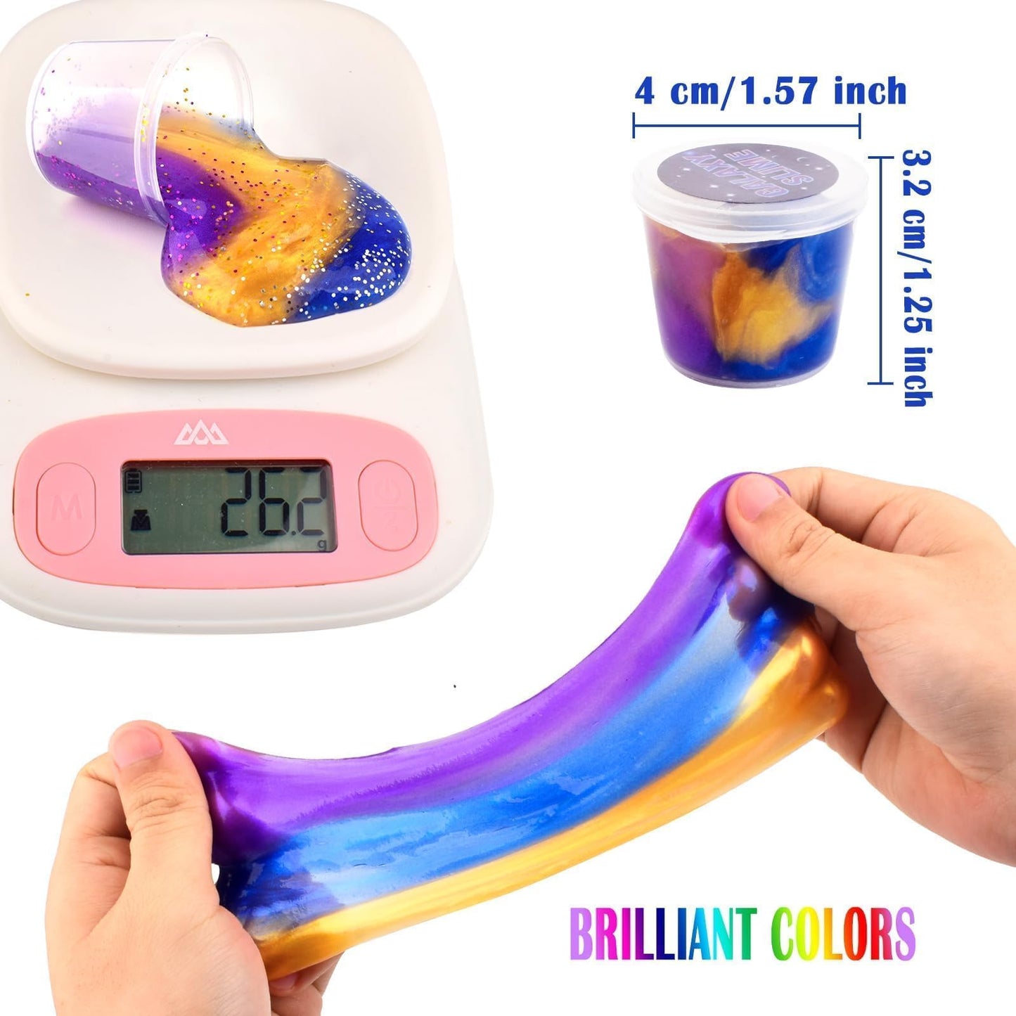 Slime Party Favors, 15 Pack Galaxy Slime Kit - Soft, Non-Sticky, Stress Relief Gold Powder Slime For Kids Girls And Boys - Class