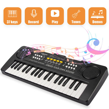 Aperfectlife Kids Keyboard Piano, 37 Key Portable Electronic Piano For Kids, Digital Music Piano Keyboard Educational Toys For 3 4 5 6 7 8 Year Old Girls Boys (Black)