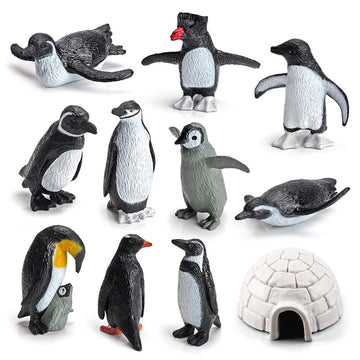 Scahow 11Pcs Penguin Toys, Plastic Arctic Animal Penguin Figures For Kids, Realistic Polar Animals Penguin Figurines Set With Ig