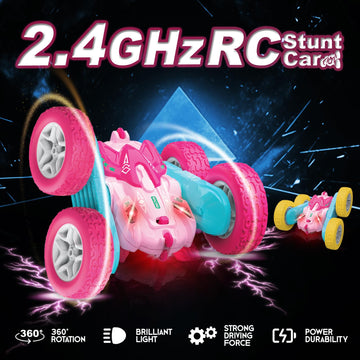 seveclotree Remote Control Car for Kids,360Rotating Double Sided RC Cars,4WD 2.4Ghz Stunt Car Toys with Headlights,Birthday Gift