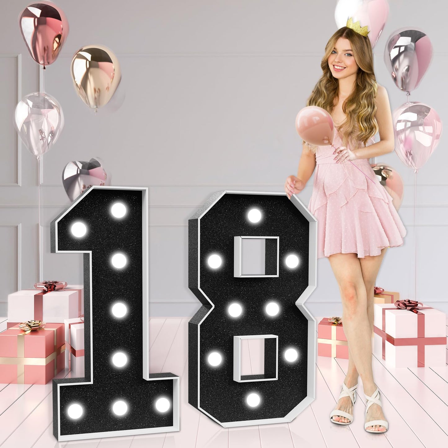 Marquee Numbers Black 18Th-Birthday Decorations: Large 3Ft Light Up Number 18 Birthday Decoration For Boy Girl 18 Year Old Teen