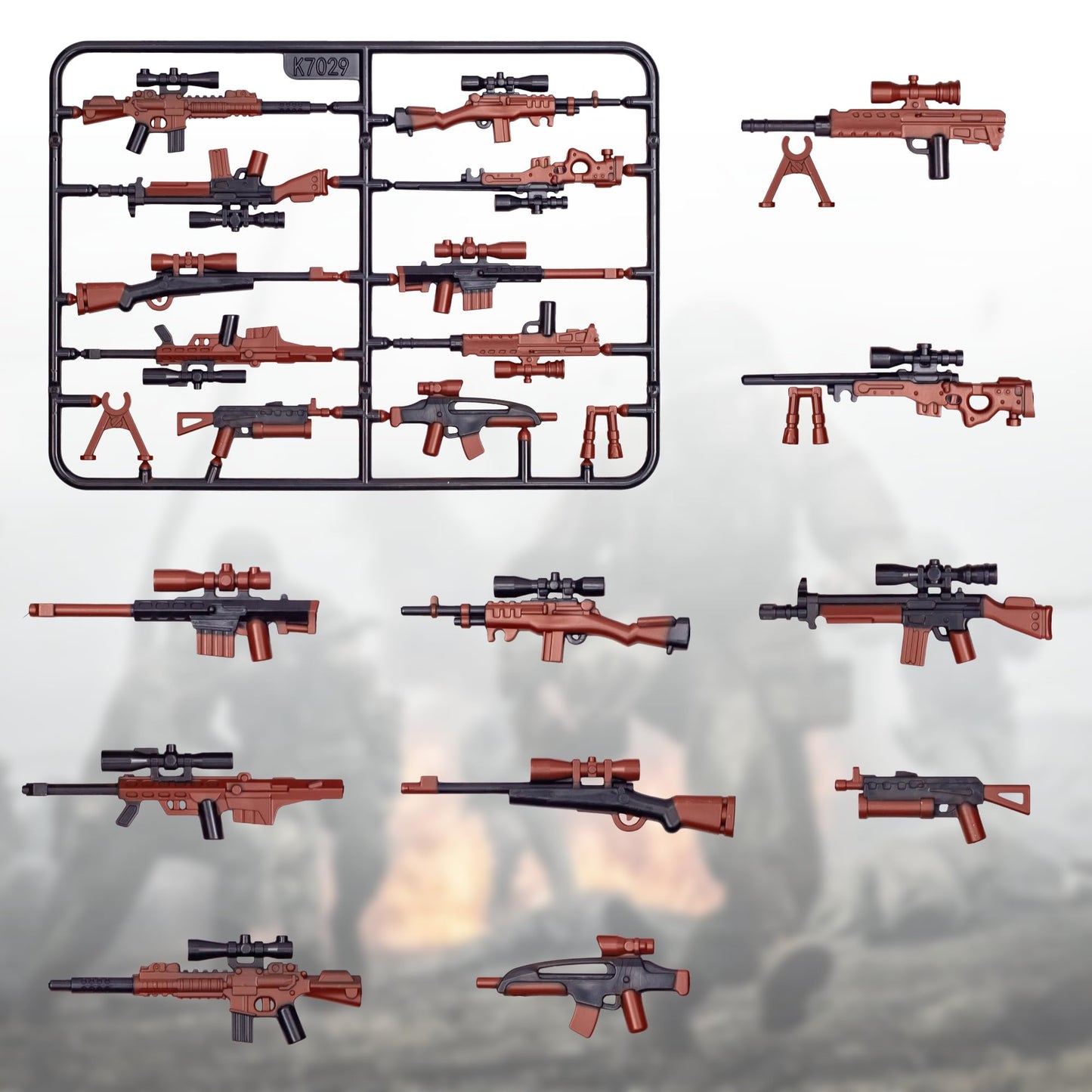 MaozyHomie 63 Pcs US Brown Toy Soldiers Figures Toy Set  US  Pack Military Army Battle  Toy Set Weapon Battle Building Blocks Compatible with Major Brand  3 Years Old and up