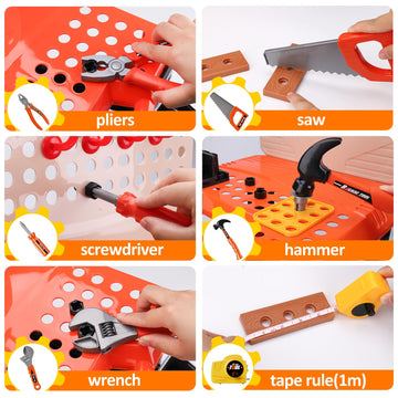 Toddler Tools Workbench Pretend Play Toys for Kids 3 4 5+Year Old with Realistic Electric Drill Boys Girls Age 2-4 Tool Set Lear