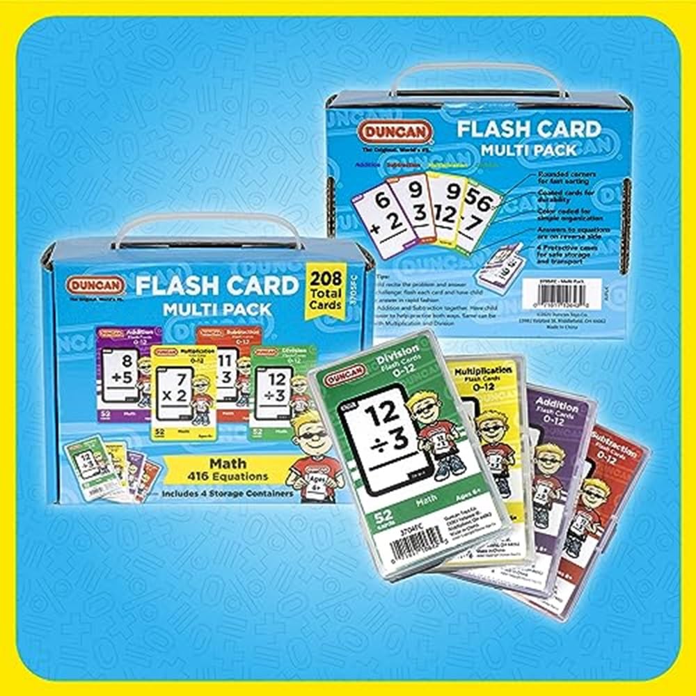 Duncan Math Flash Cards - Multi Pack Combo Set (Addition, Subtraction, Multiplication, Division)