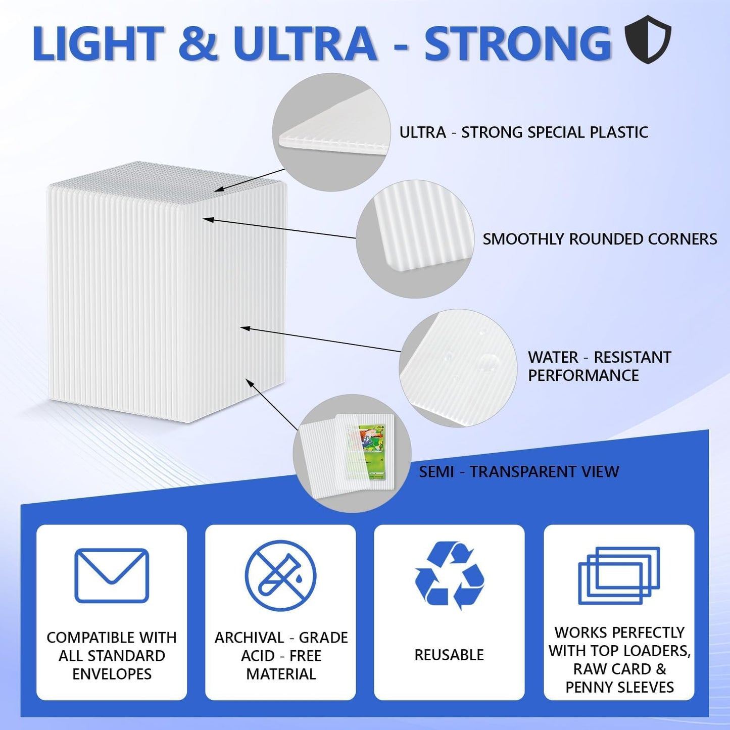 DEDC 100 Packs Trading Card Shipping Protector White  Card Protector Shipping for Top Loaders  Soft Card Sleeves and Semi-Rigid Card Holder  Trading Card Shipping Supplies  Card Grading Essential