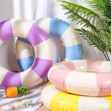 Libima 6 Pcs Classic Striped Inflatable Pool Floats Colorful Swimming Ring Pool Float Tubes Beach Swimming Toys for mature-themed Teen Kids(29.5 in)