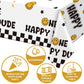 Newwiee 6 Pcs One Happy Dude Birthday Party Tablecloths 51 x 108 Inch One Happy Dude Table Cover Smile Face Plastic Table Cloths
