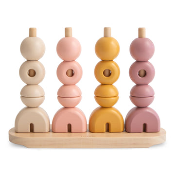 Mushie Wooden Multi Shape Stacker | For Kids 3 Years+ | Preschool Educational & Toddler Montessori Toys (Sunrise)