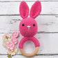 Love Crochet Art Animal Shape Crochet Rattle Cum Soft Toy For Infant, Kids & Babies, Early Age Gift Toys (Bunny Rabbit  Pink)