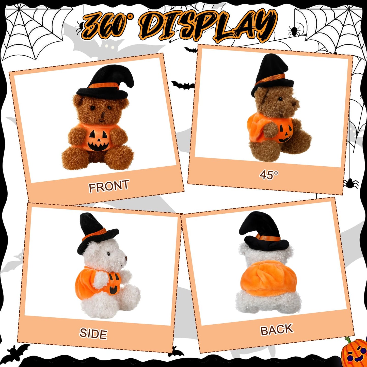 Liliful 20 Pcs Halloween Bear Bulk Mini Animals Bear with Pumpkin and Witch Hat Halloween Stuffed Gifts for Party Decorations