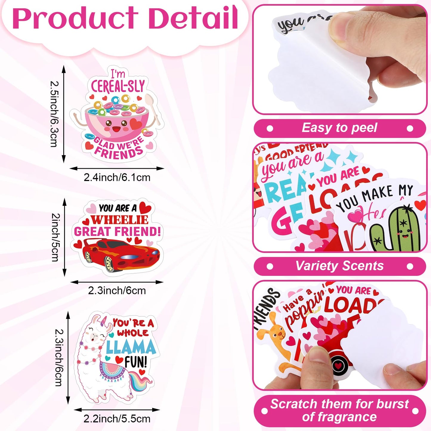 Motiskyy 240 Pcs Valentines Day Scratch and Sniff Stickers Large Smelly Scented Motivational Stickers Food Dessert Reward Decal