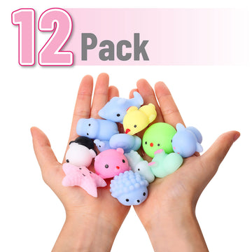 Mr. Pen Squishy Toys, 12 Pack, Assorted Colors, Rubber Stress Relief Mini Squishes for Kids, Model UT12