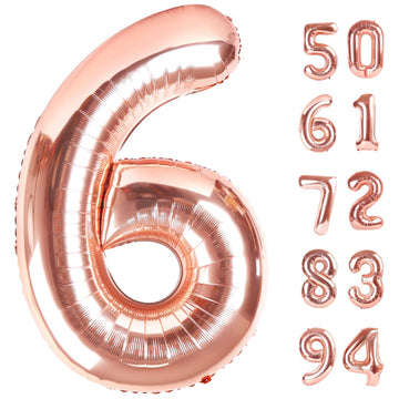 Rose Gold 6 Balloon, Number Balloons 40 Inch, 6Th Balloons For Birthday Decorations, Rose Gold Party Supplies 6 Birthday Balloon