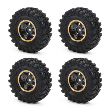 RCAWD 4x62g 1.0 Brass Beadlock Wheel and Tire for 1/18 1/24 FMS Fcx24 SCX24 Trx4m Wheel Tire Upgrade Parts