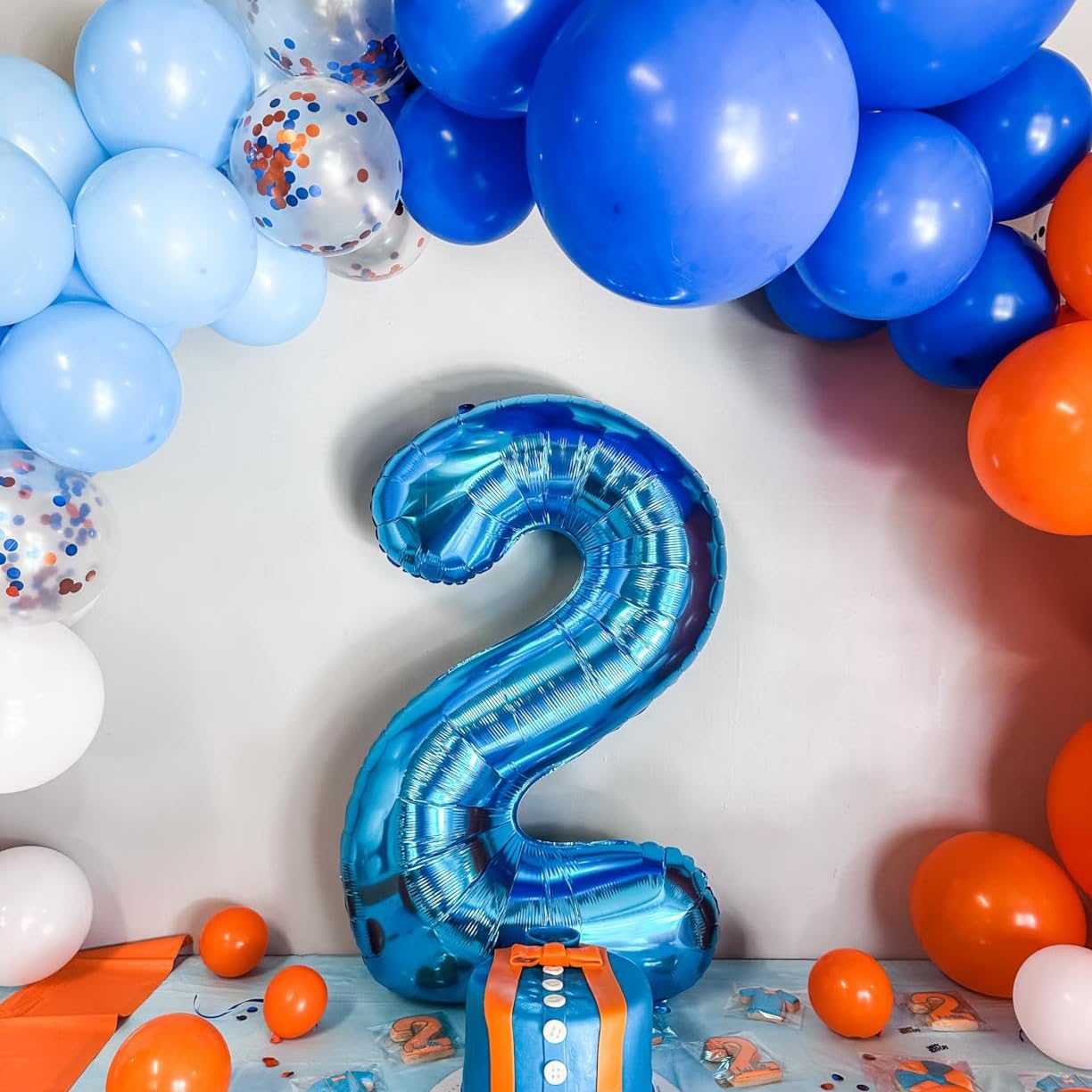 Paticool 40 Inch Blue Number Balloon 2, Large Number Foil Balloons Mylar For Girl Boy Birthday Party Celebration Decorations Sup