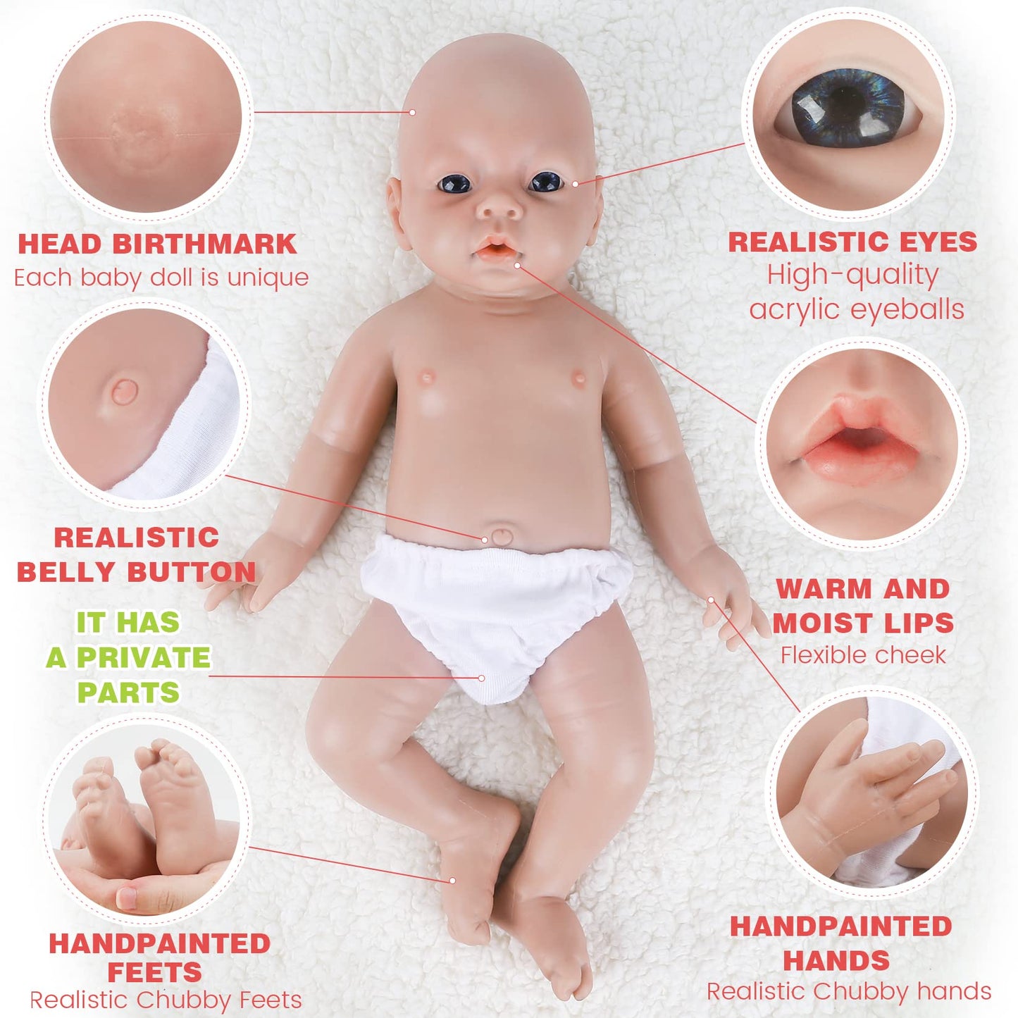 Ivita 19 Inch Full Body Silicone Reborn Baby Doll Boy,Not Vinyl Material Dolls,Platinum Silicone Doll,Lifelike Newborn Baby Doll