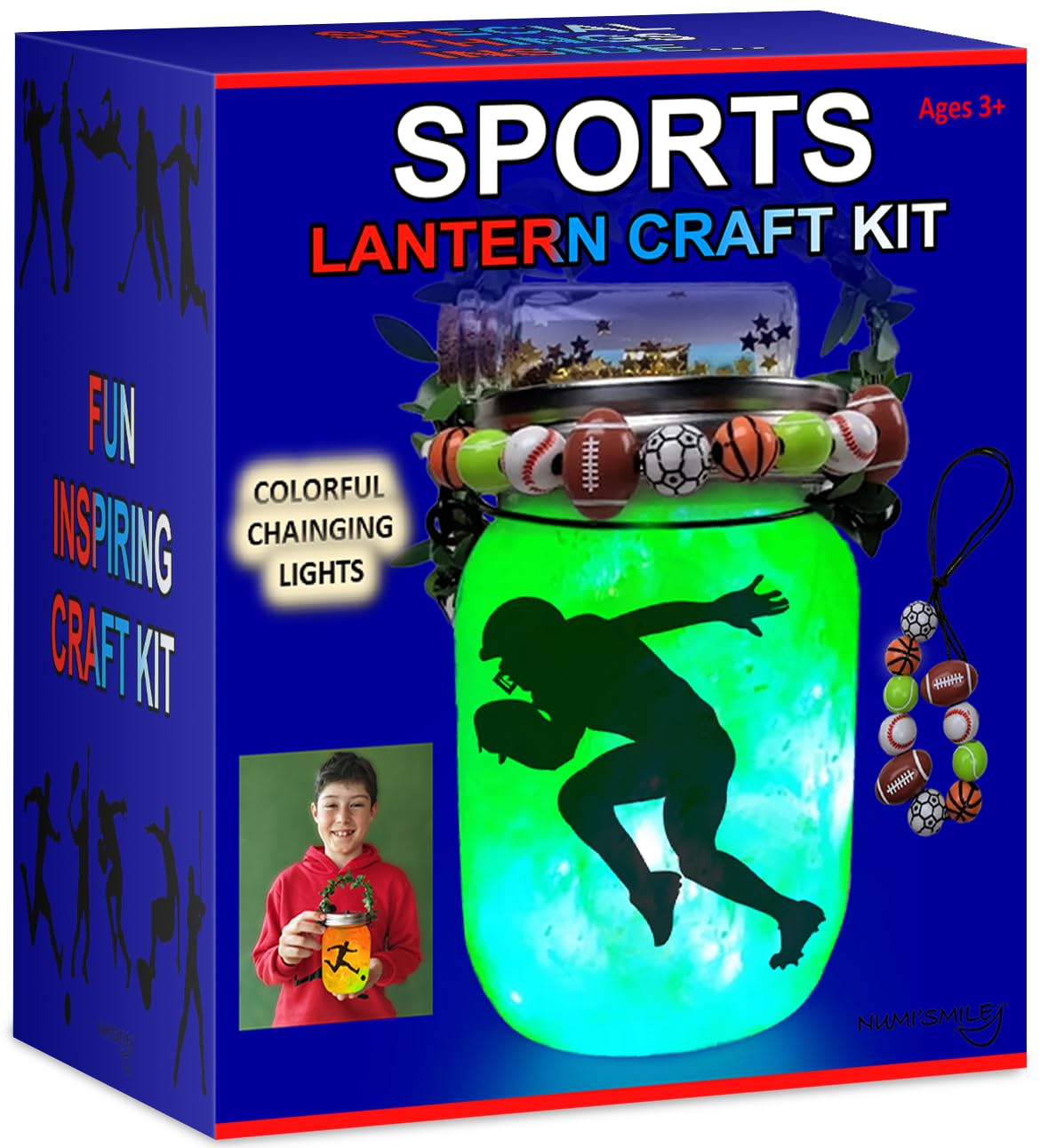 Numi'Smile Sports Nightlight Gifts For Boys, Diy Kids Crafts Ages 3 4 5 6 7 8-12 Years Old, Baseball, Soccer, Basketball, Football Gifts, Hockey, Tennis, Surfing Art Kit