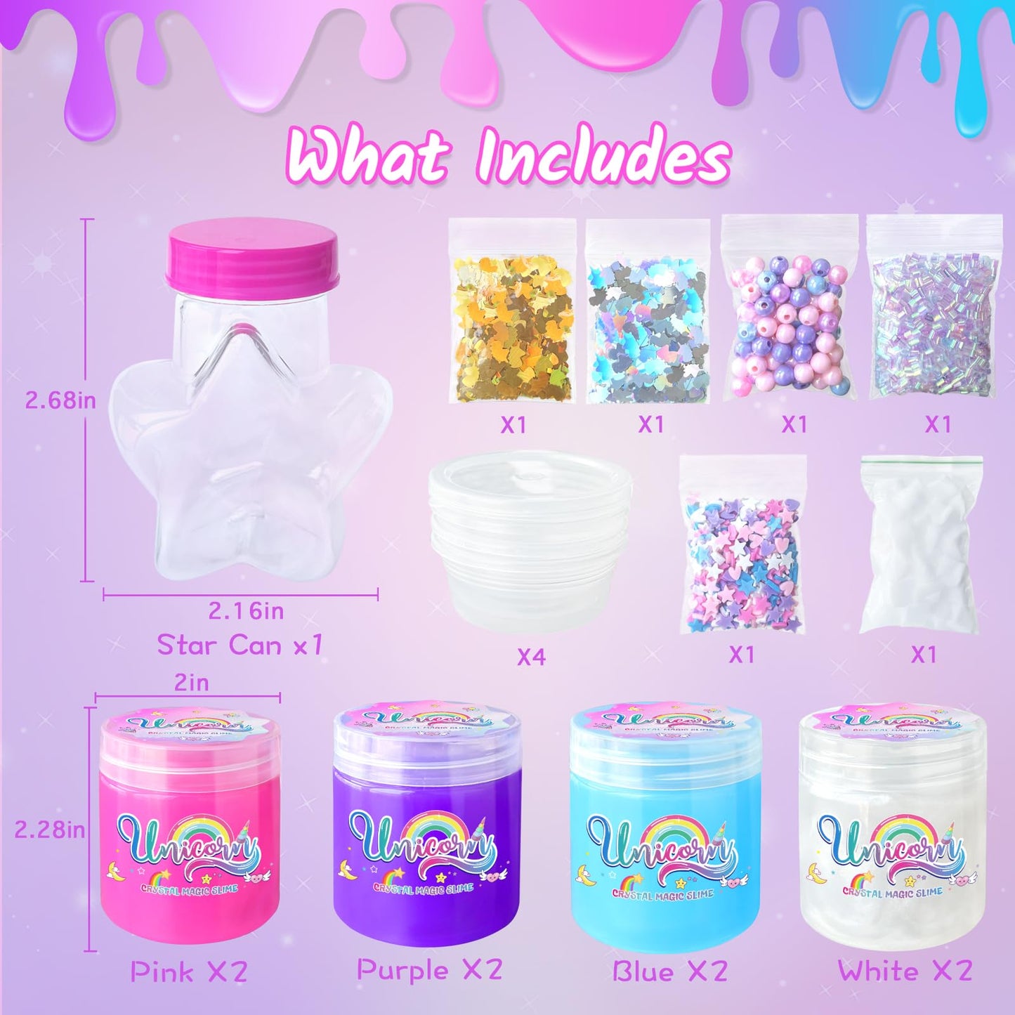 Unicorn Slime Kit For Girls Diy Slime Making Kit With Glitter Add Ins Foam Jelly Cubes Christmas Birthday Party Favors Present C