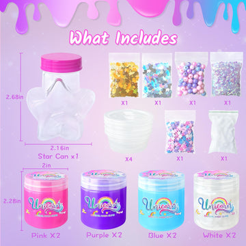 Unicorn Slime Kit For Girls Diy Slime Making Kit With Glitter Add Ins Foam Jelly Cubes Christmas Birthday Party Favors Present C