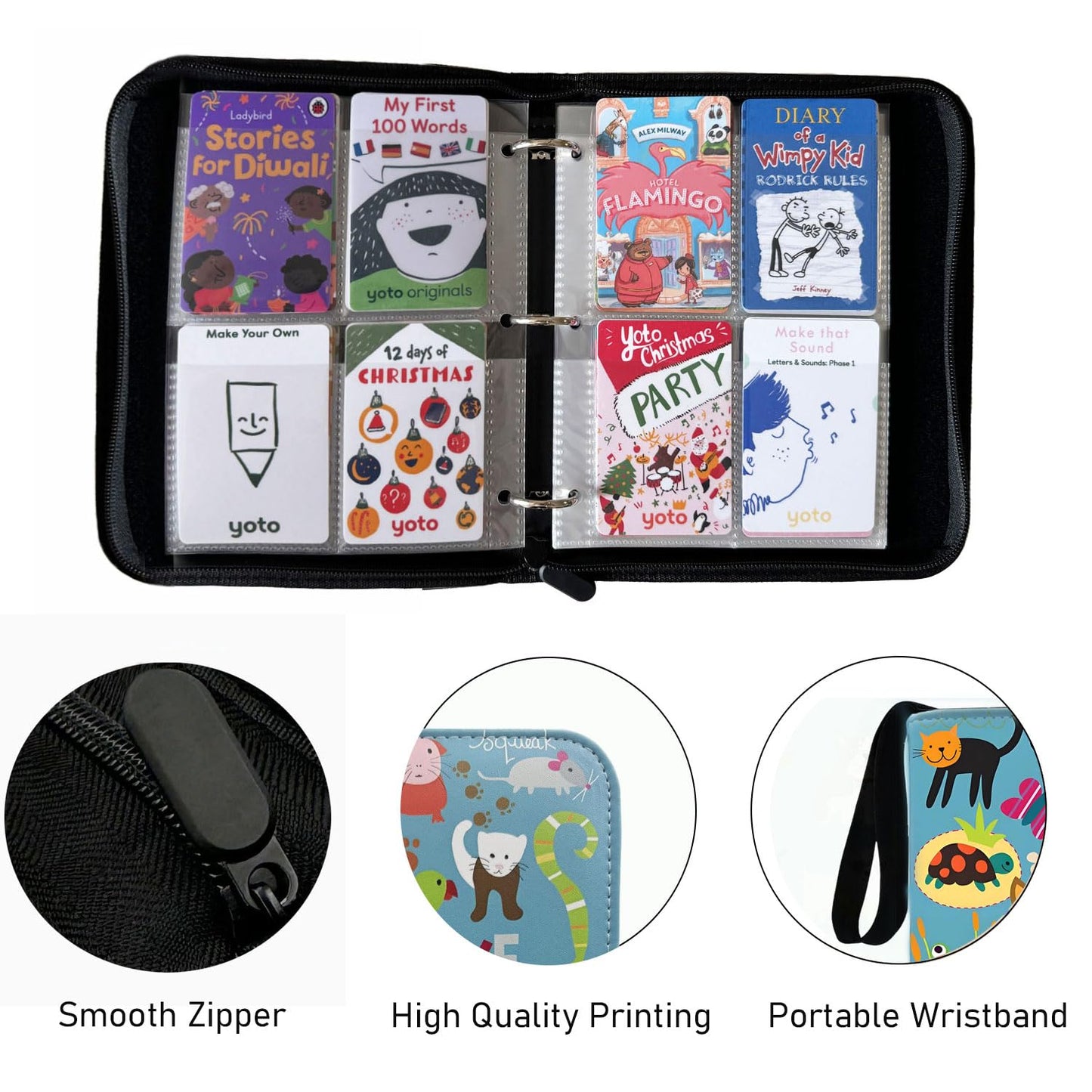 Thisness Yoto Card Case - 120 Card Capacity Holder & Organizer, 8.2" x 6.5" x 1.8", Polyurethane, Animal Design