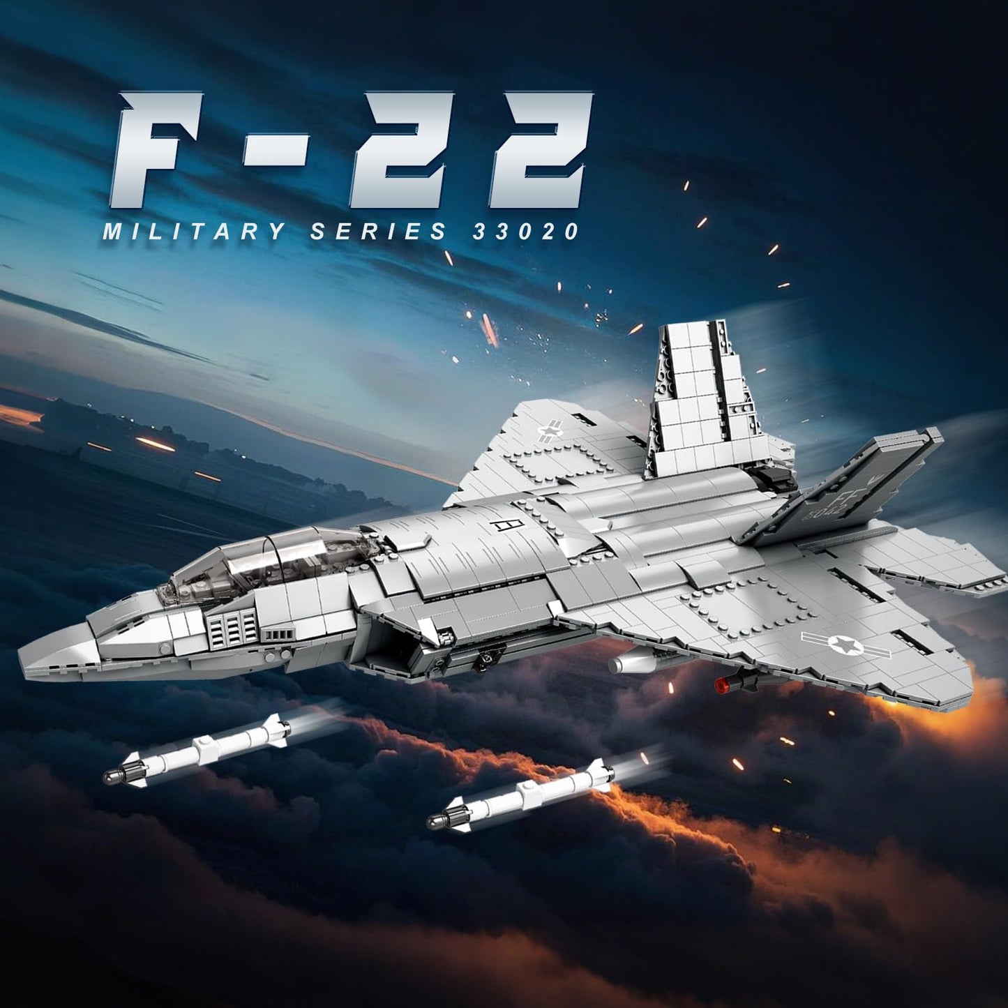 Reobrix F-22 Fighter Jet Building Set 33020, 1729 PCS, Large Plastic Model for Adults, Military Display, Aviation Gifts