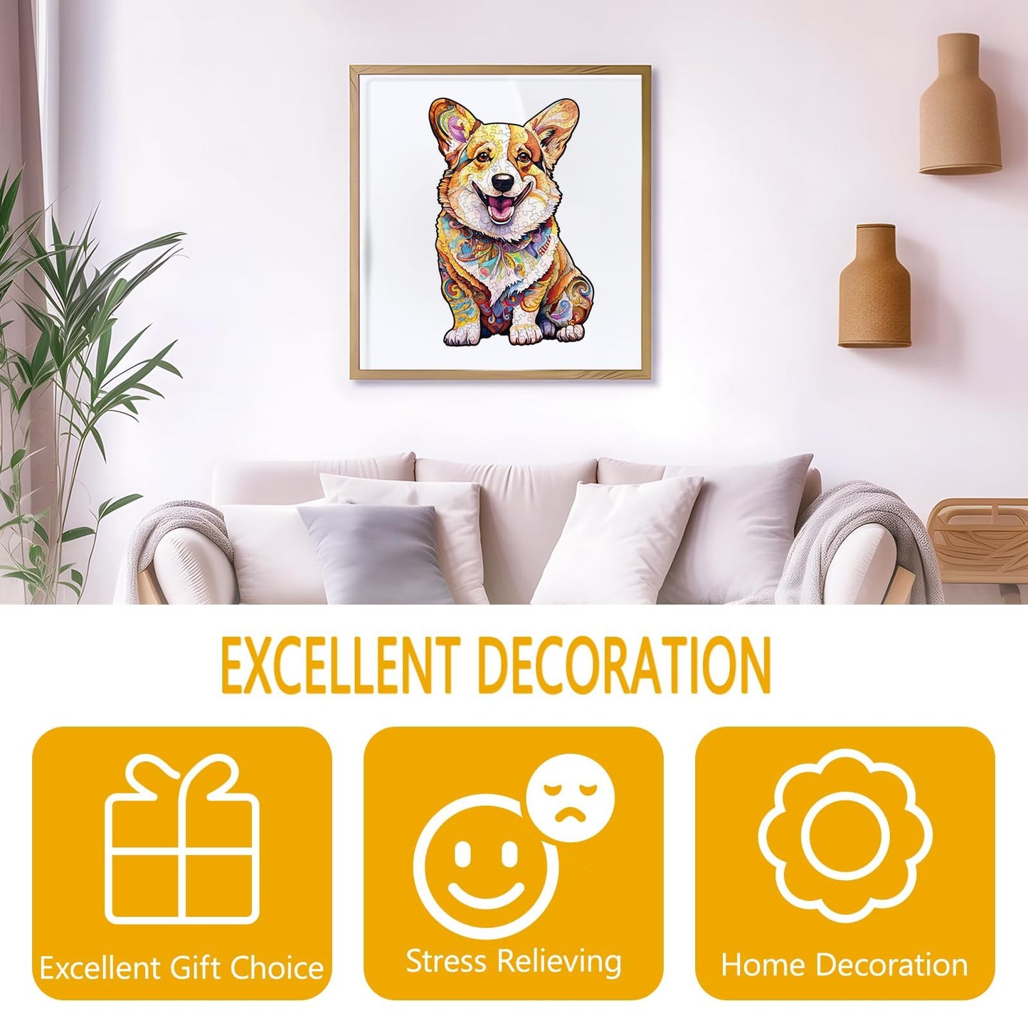 Wooden Puzzles for mature-themeds - Advanced Clever Corgi Wooden Puzzle  Unique Shape Wooden Jigsaw Puzzles for mature-themeds  Wood Puzzles mature-themed  Corgi Gifts for Corgi Lovers  220 Pieces 13.3 x 8.8in Large