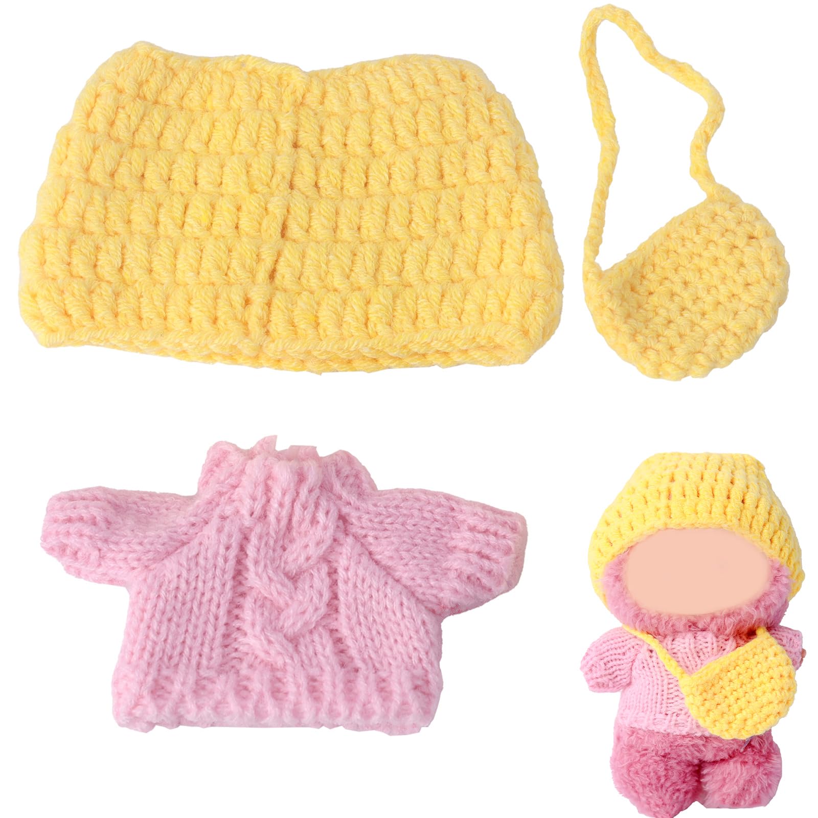 17cm Clothes Set(NO Doll)  Cute Hat & Unique Sweater Dress-up Set  Handmade Clothing Designed for 17cm Doll.(Sweater(Yellow))