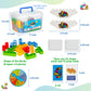 WOWNOVA Deluxe Tetra Tower Game - 64PCS Stacking Blocks for Family Fun, Includes Prize Wheel & Storage Box, Ideal for Kids & Adults