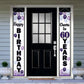 LASKYER Happy 60th Birthday Decorations,60th Purple Balloon Birthday Theme Door Hanging Banner Sign,Cheers to Sixty Years Old Bd