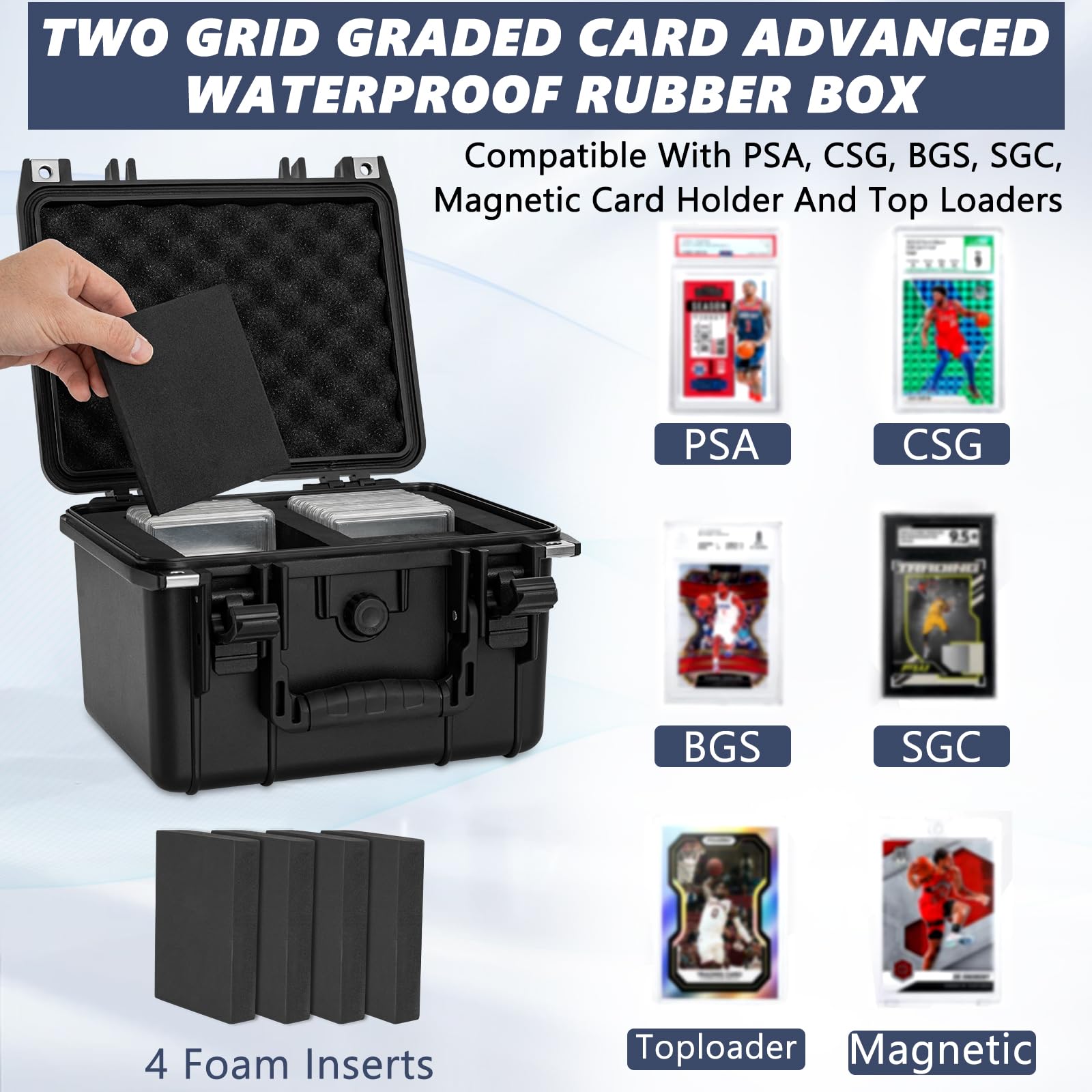 Ouutmee Graded Card Case - Ip67 Waterproof Storage Box For 40+ Psa, Csg, Bgs, Sgc Graded Sports Trading Cards Toytooth Ouutmee Graded Card Case - Ip67 Waterproof Storage Box For 40+ Psa, Csg, Bgs, Sgc Graded Sports Trading Cards Toytooth