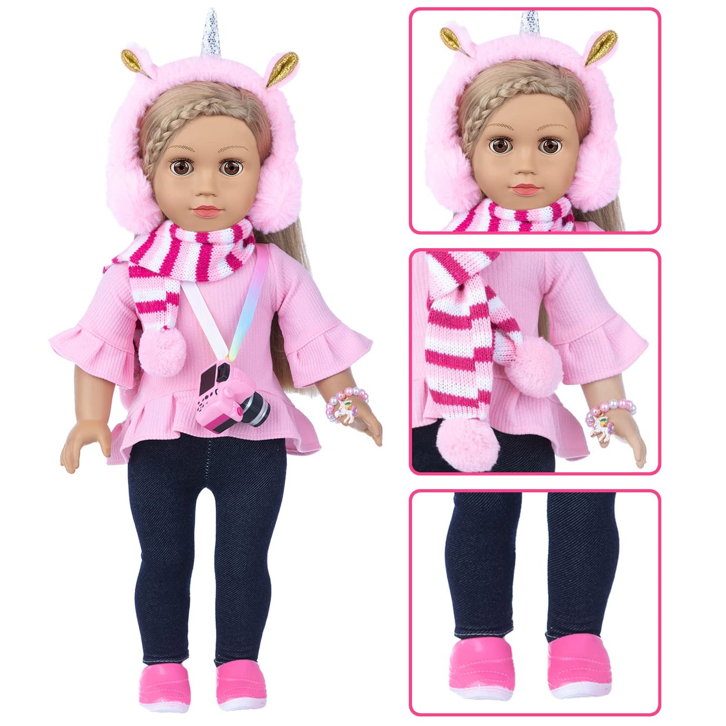 Uzidbto American Doll Clothes And Accessories For 18 Inch Doll Includes Pretend Makeup Kit Stuff Girls Gift(Doll Not Including)