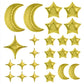 TONIFUL 52pcs Gold Moon & Star Foil Balloons - Large Moon Shape & Star Mylar Foil Balloons for Birthday, Wedding, Baby Shower, A