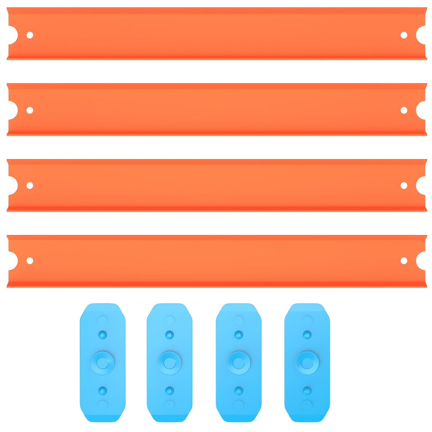 8-Piece Replacement Track Set - Compatible For Hot Wheels Cars, 3 Feet Of Straight Track Builder With Connectors Included