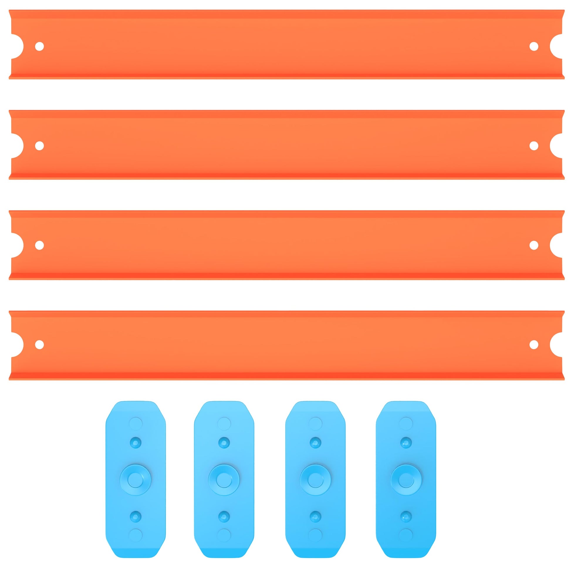 8-Piece Replacement Track Set - Compatible For Hot Wheels Cars, 3 Feet Of Straight Track Builder With Connectors Included