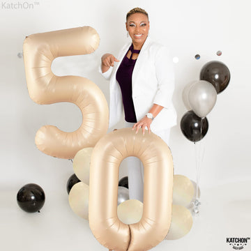 Katchon, Gaint Caramel 0 Balloon Number - 40 Inch | Retro Apricot Number Balloons | Zero Balloon For Neutral Party Decorations | Matt Tan 0 Ballon Decor | Balloon 0 Number For Blush Party Decorations
