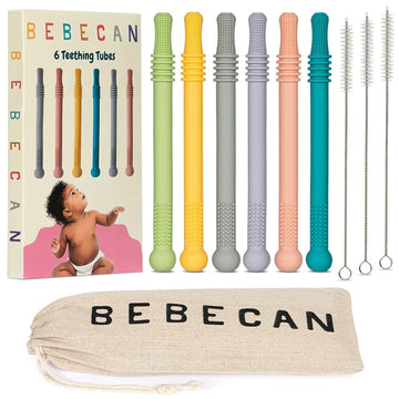 Bebecan Teething Sticks For Babies 0-36 Months - Super Soft Silicone Teethers In 6 Vibrant Colors, Infant Teething Relief, Multi