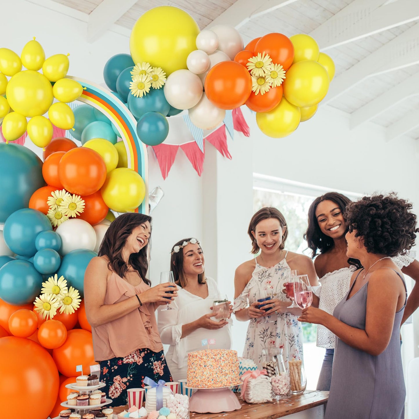 FunHot Here Comes The Son Balloon Arch Kit - Blue, Yellow, Orange Latex Balloons, Model B188-29E, Perfect for Boy Birthday & Baby Shower Decorations