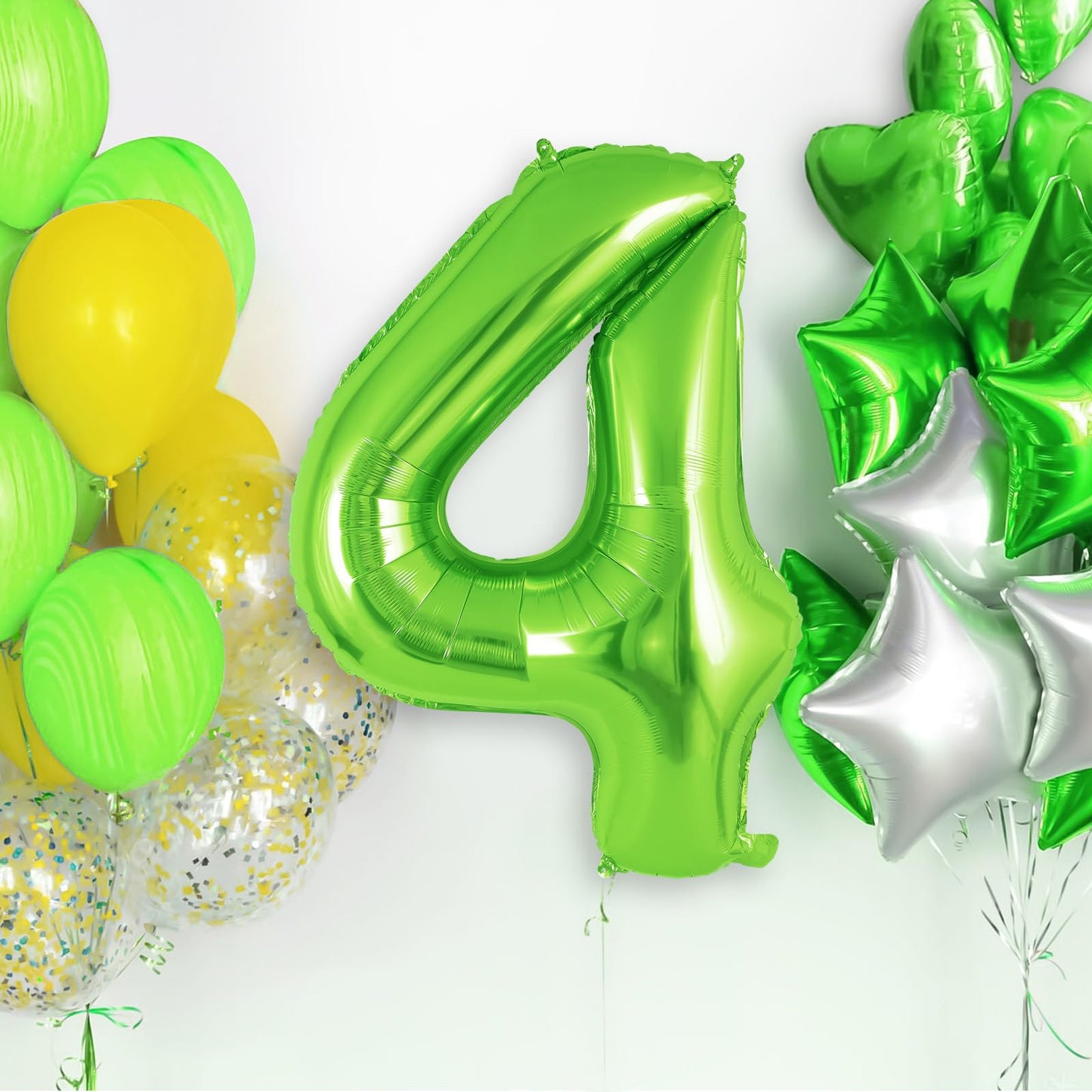 Green Number 4 Balloon 40 Inch, Big Large Foil Helium Number Balloons, Jumbo Giant Mylar Number 4 Balloons For 4 Year Old Birthd