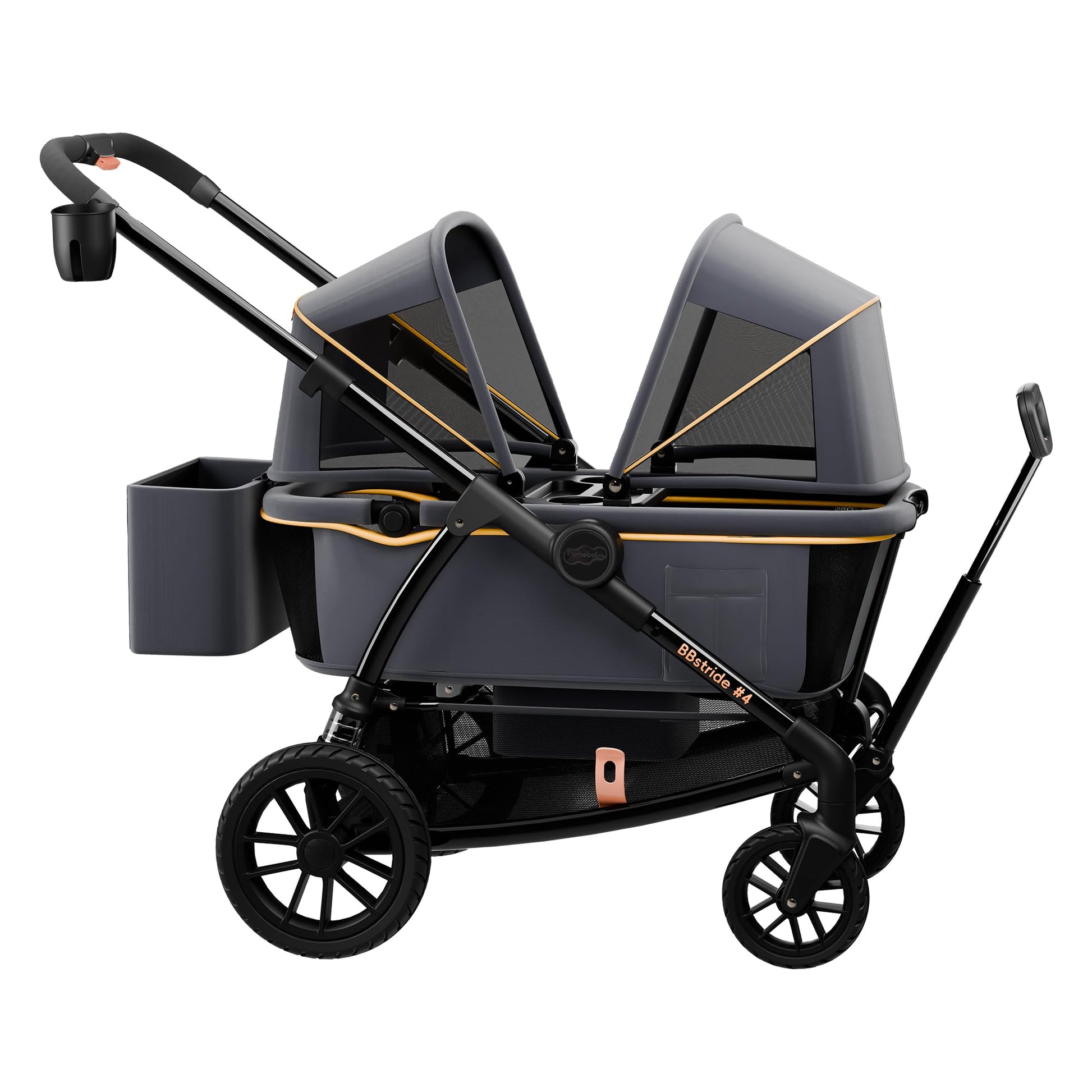 Pamo Babe Kid Wagon Double Stroller For 2 Kids Push Pull Double Wagon Travel Stroller Adjustable Handbar Waterproof Canopy Cup H